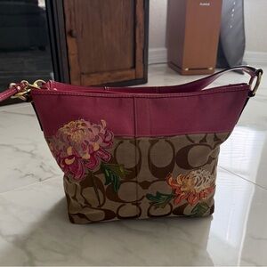 Rare & Collectible Coach Kiku Floral Embroidered Tote
